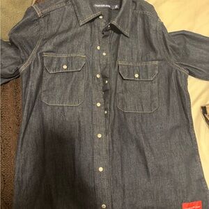 Calvin Klein Men's Dark Gray Denim Shirt